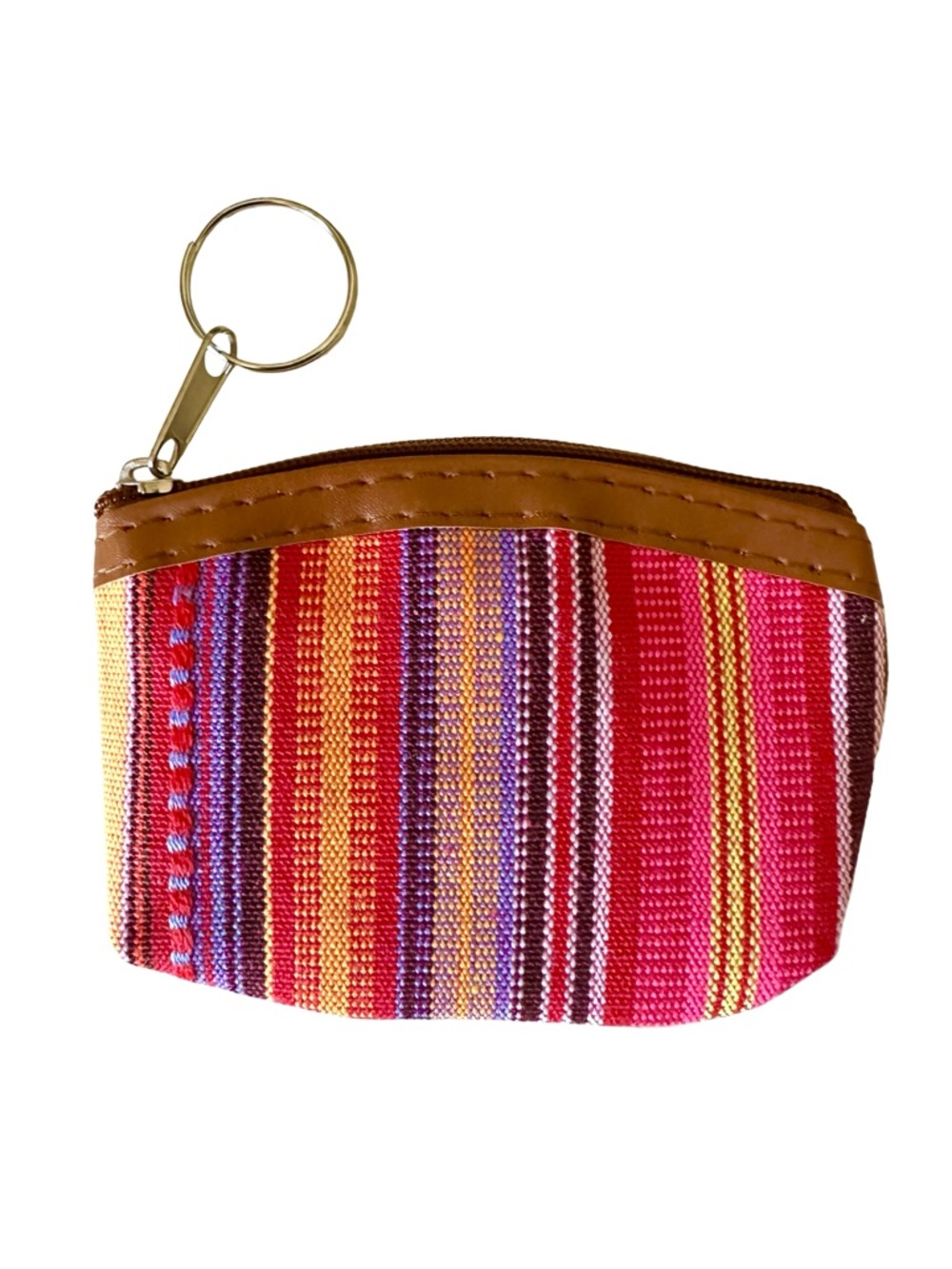 ⭐️ 5 for $25 Multicolor Striped Woven Canvas Keyring Coin Pouch